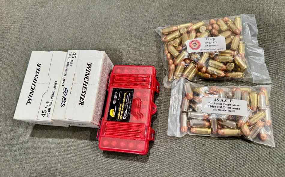 45 ACP AMMO, all ball ammo, mixed brands. 