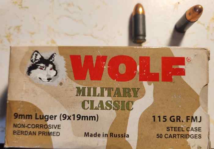 Wolf 9mm ammo. Bushnell, Fl