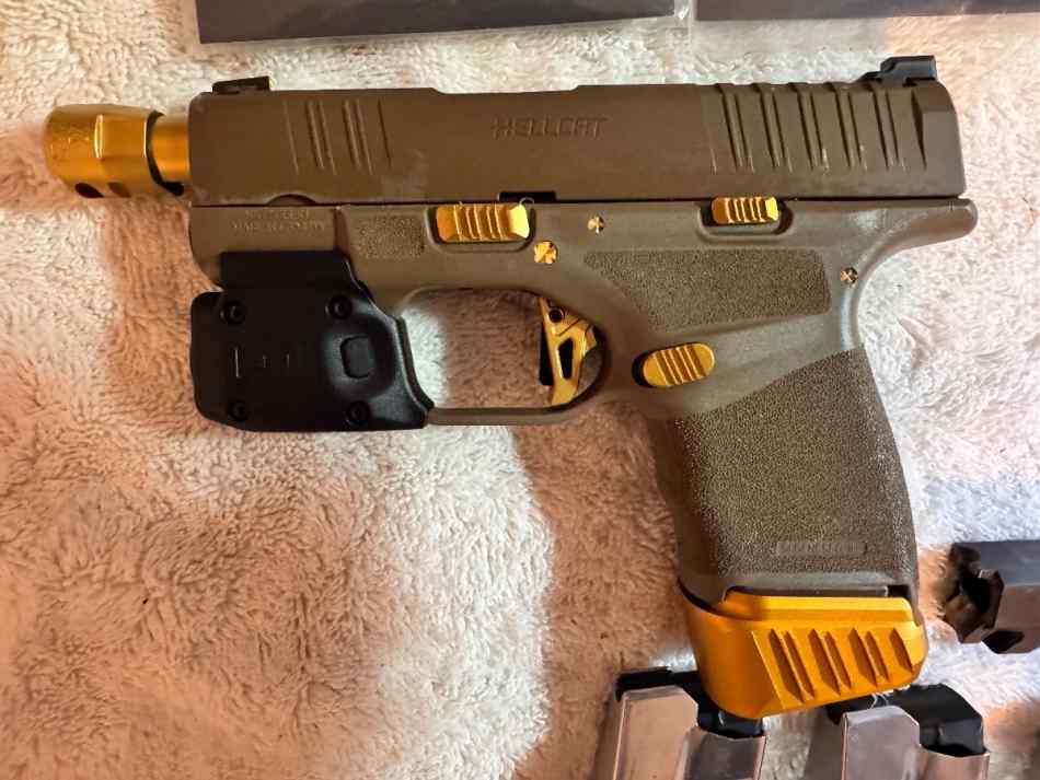 Gold and FDE Springfield Hellcat 