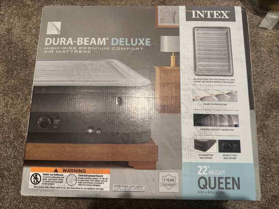 Deluxe Dura-Beam blow up queen mattress - $50