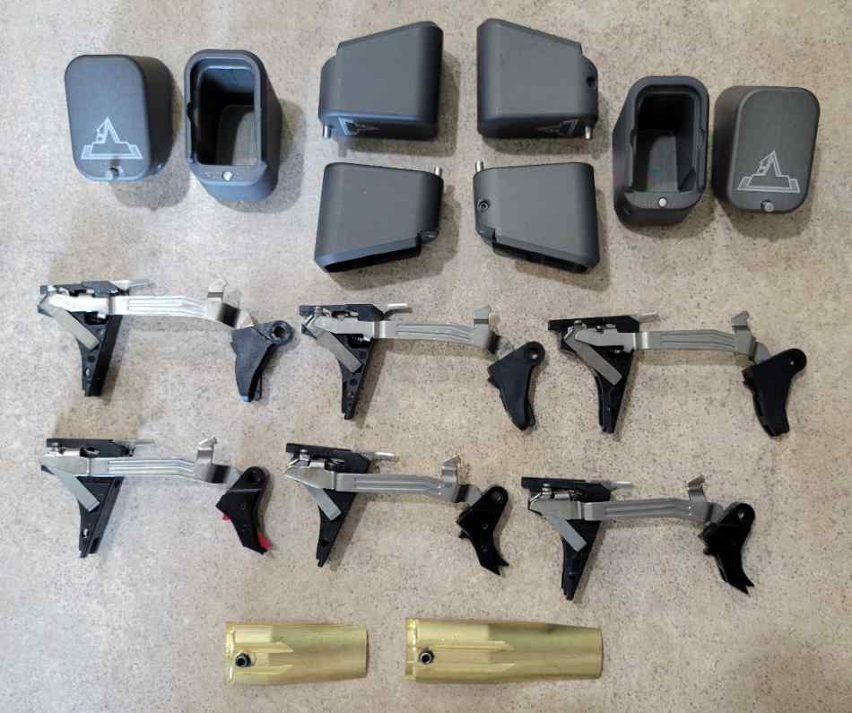Glock Parts, Mag Extensions, Triggers, Speed Feed.