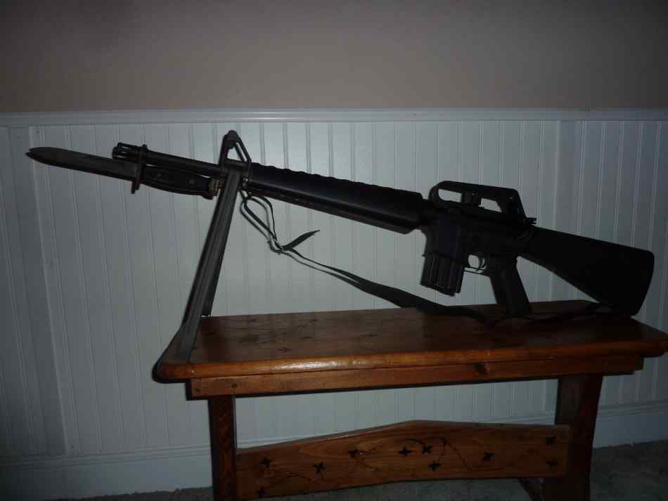 M16A1 Semi, Bayonet, scabbard, GI bipod, sling etc