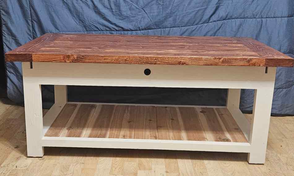 Rustic Farm House Style Concealment Coffee Table
