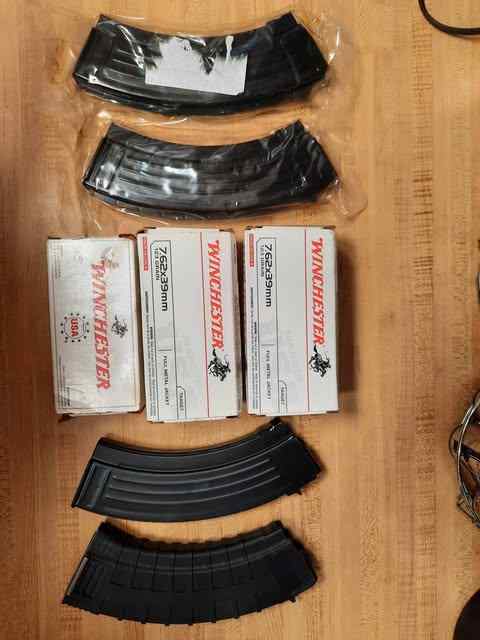 4 AK mags and 100 rounds of brass 7.62X39 ammo