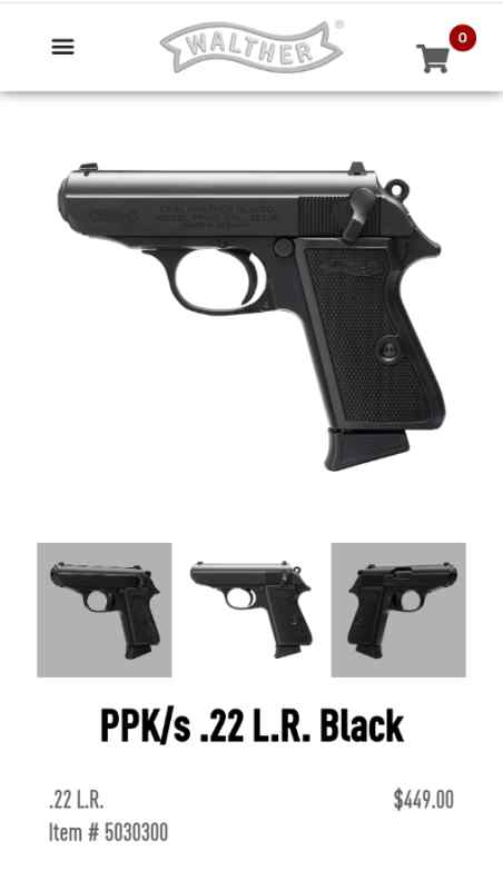 WALTHER PPK/S 22LR BLACK with 2 mags and ammo.