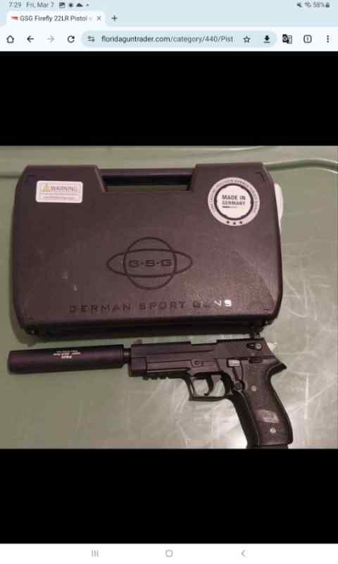 GSG Firefly 22LR  Rimfire Pistol with Threaded bar