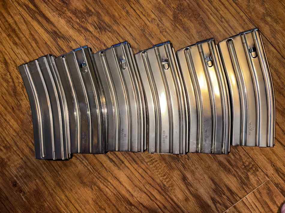 Six stainless AR 30 round mags 