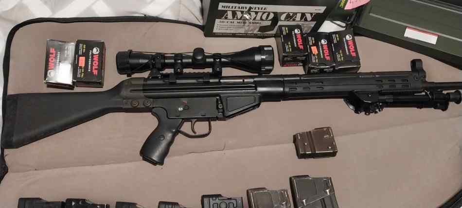 Cetme .308 rifle with extra mags 
