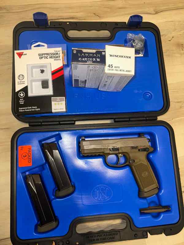 FNX-45 With trijicon suppressor height night sight