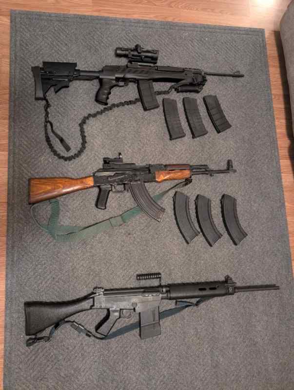 FN FAL, Egyptian Maadi AK47, Ruger Mini 14 Ranch