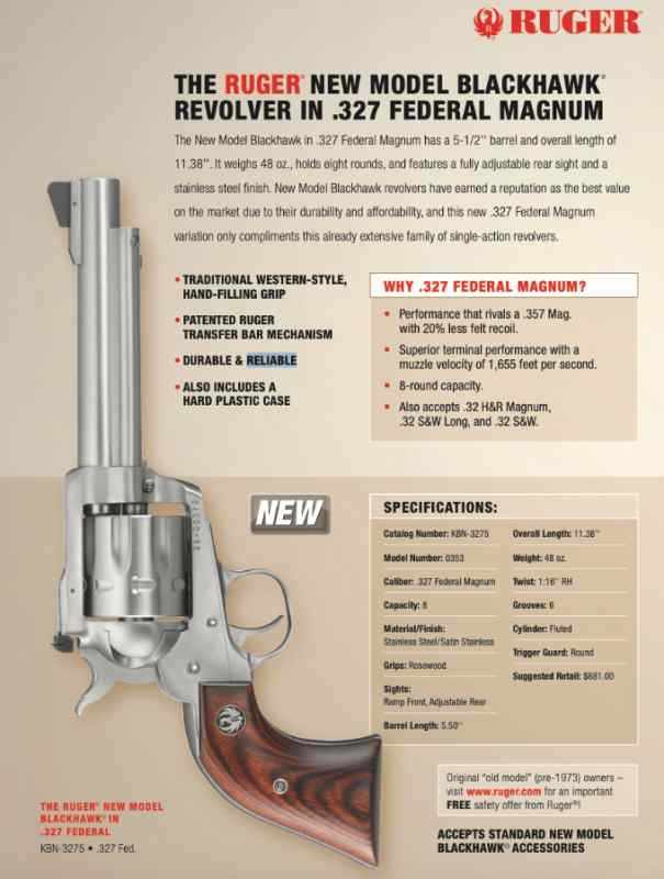 WTB Ruger Blackhawk or Single Seven in 327 Magnum