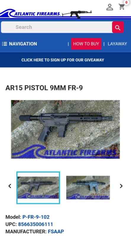 AR15 Pistol 9mm FR-9